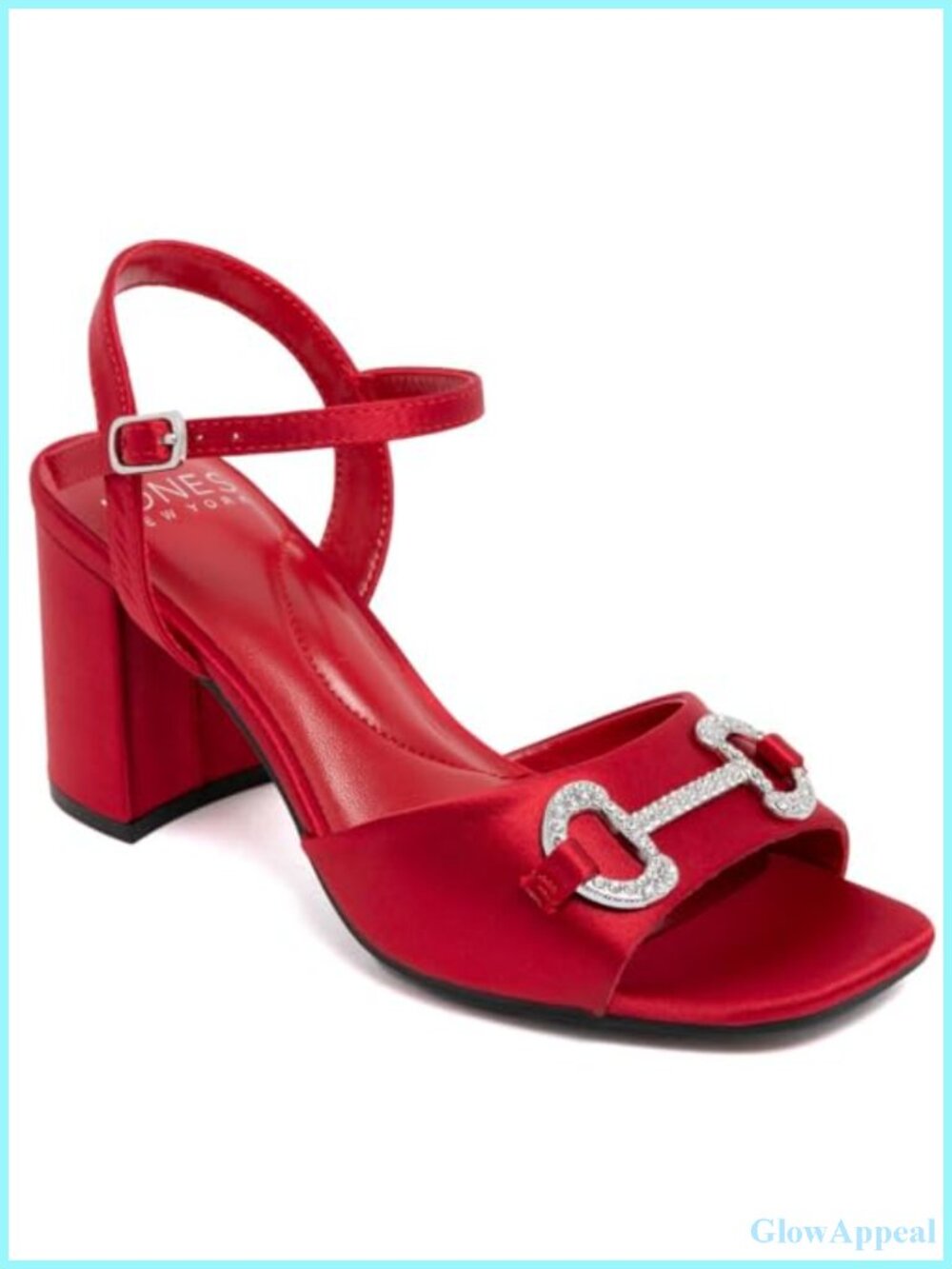 Rhinestone Embellished Block Heel Sandals 3 Inch Ankle Strap Formal Dress Shoes